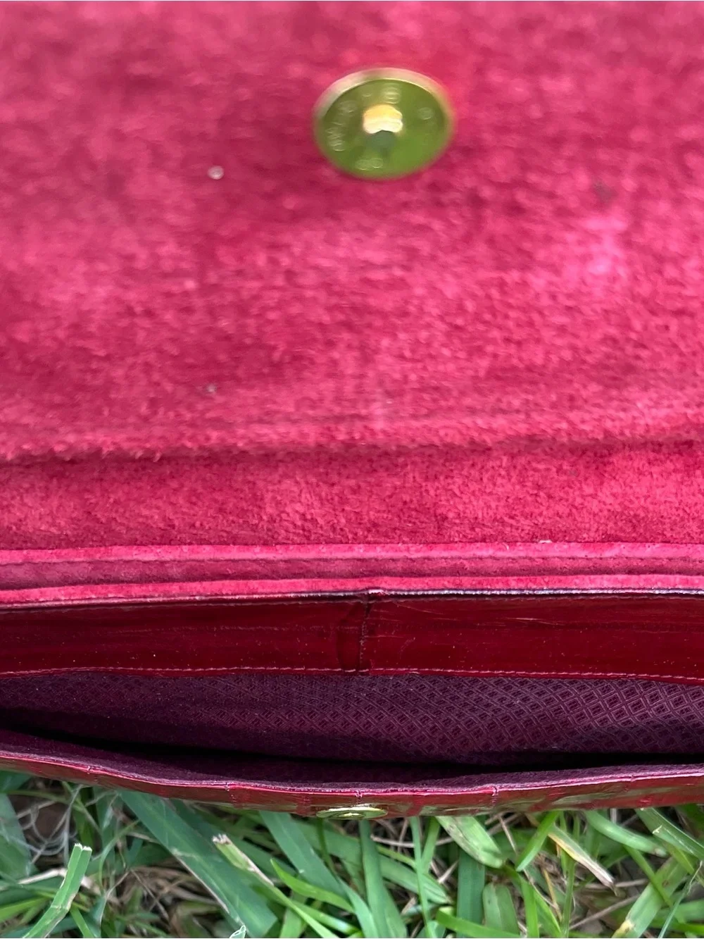 Vintage Eel Skin and Red Leather Shoulder Bag